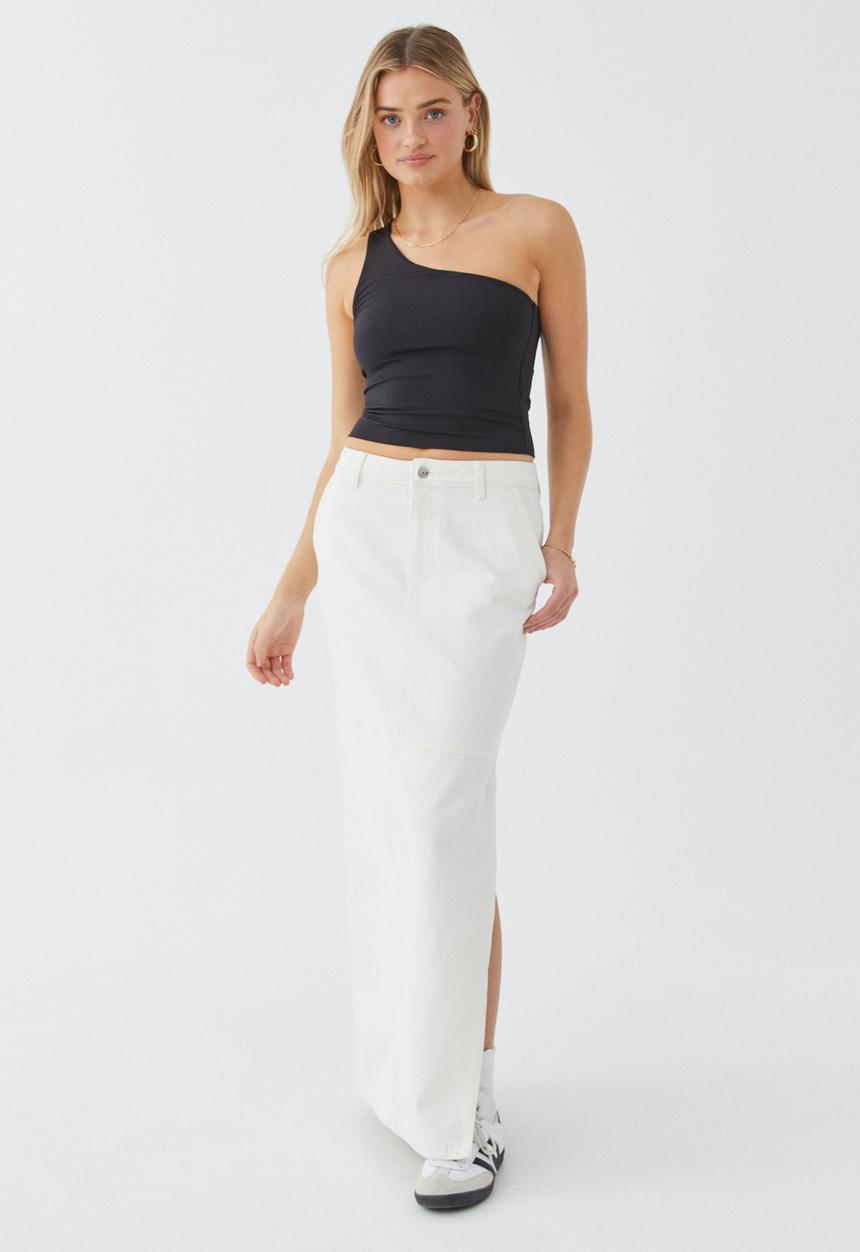 Supré  - Denim carpenter maxi skirt - warm white