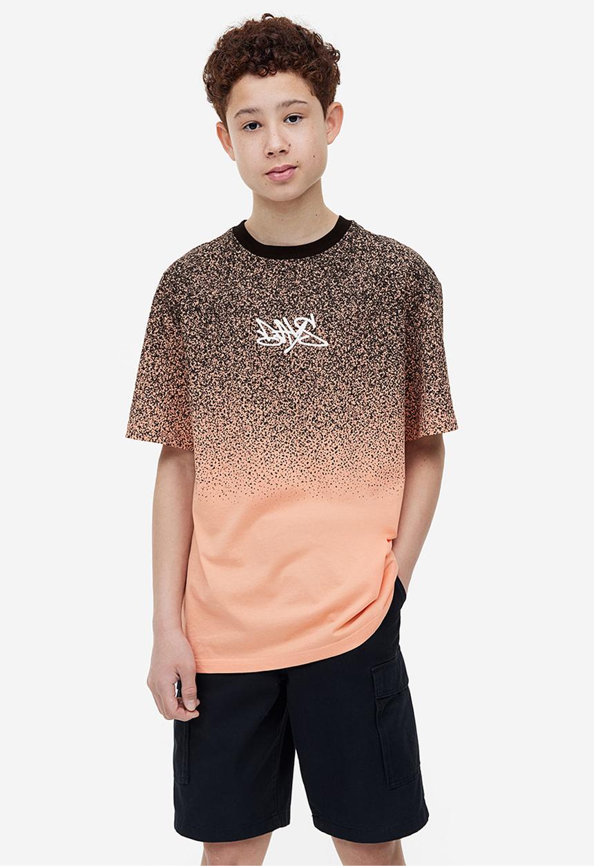 H&M - Printed jersey T-shirt - light orange splatter print 