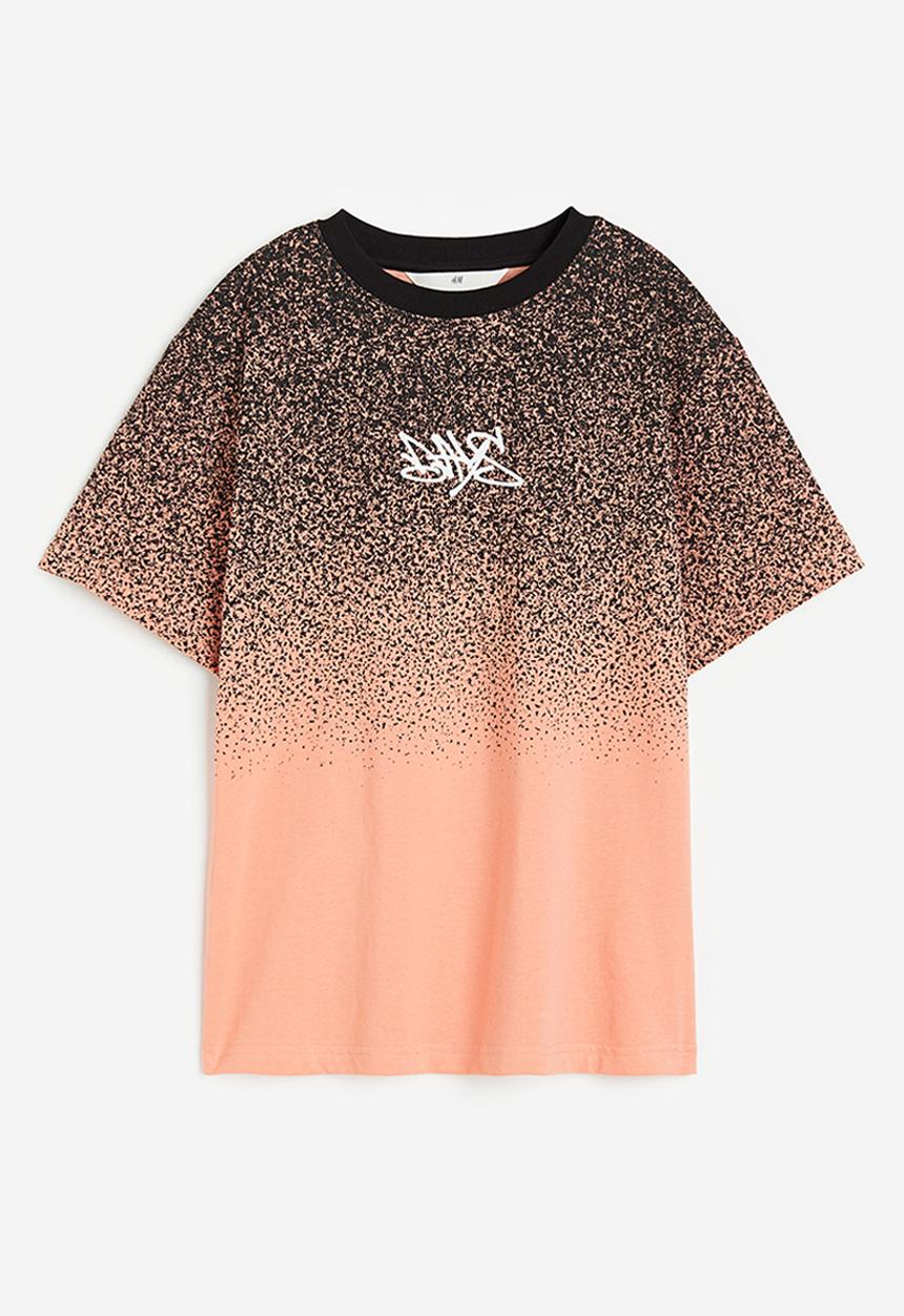 H&M - Printed jersey T-shirt - light orange splatter print 