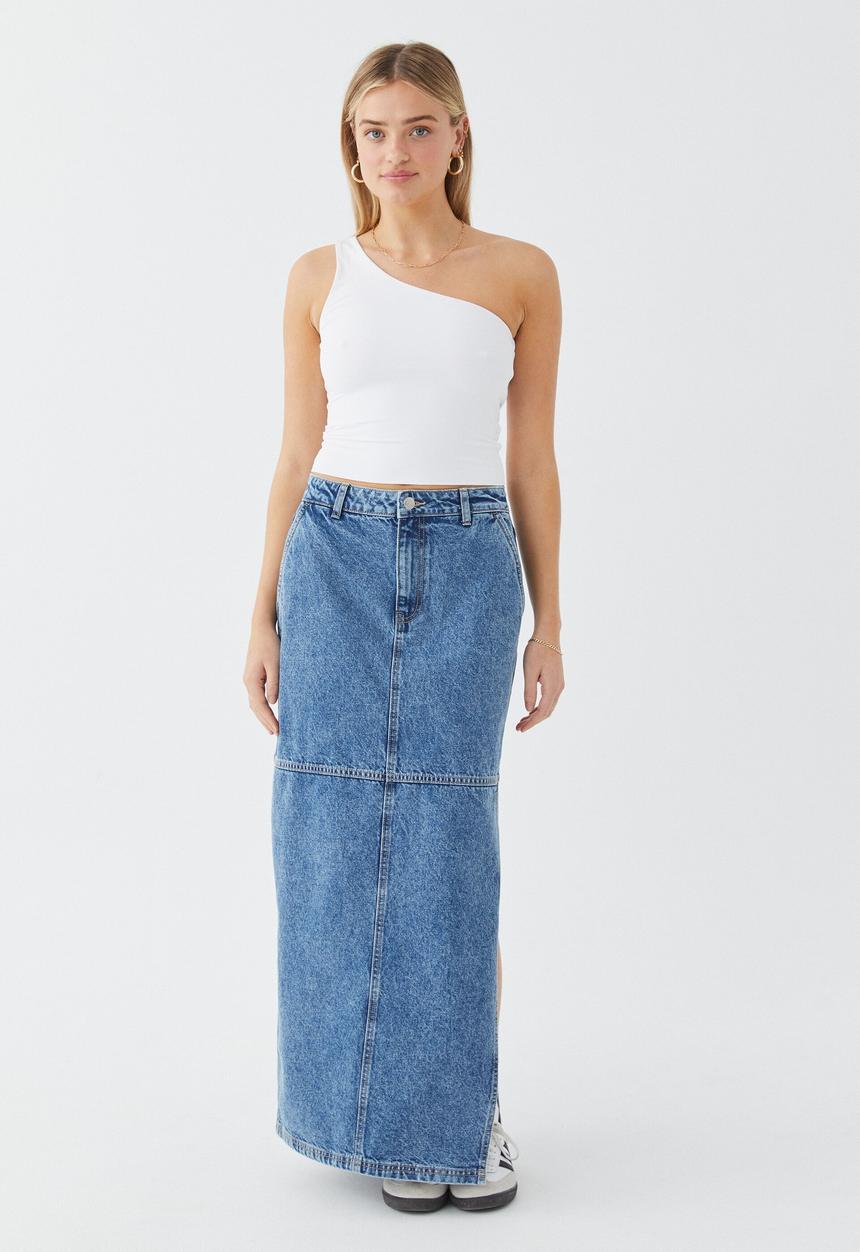 Supré  - Denim carpenter maxi skirt - ocean blue