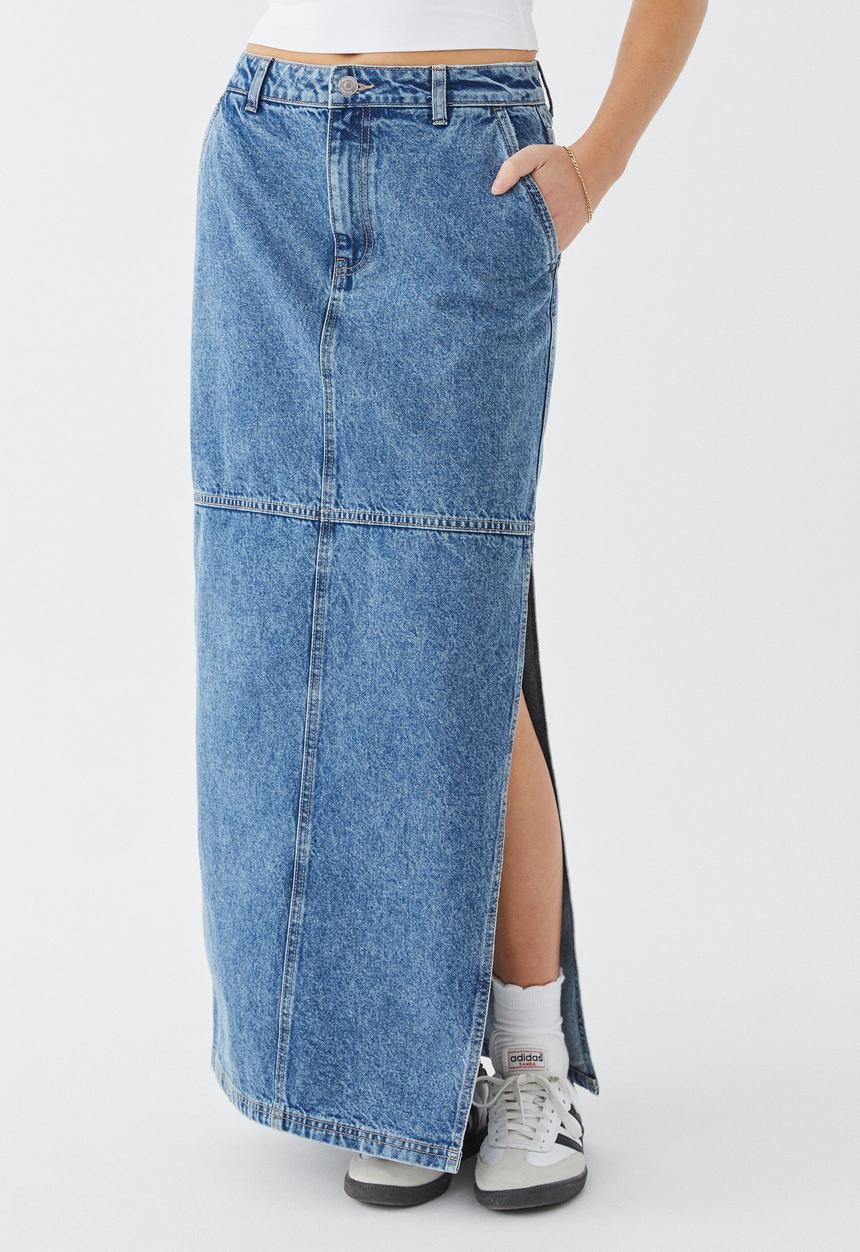 Supré  - Denim carpenter maxi skirt - ocean blue