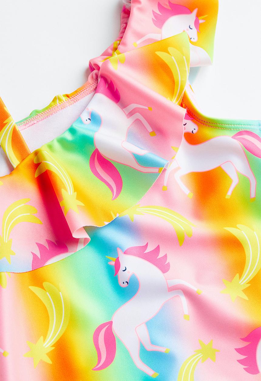 H&M - One shoulder swimsuit - light pink unicorns 