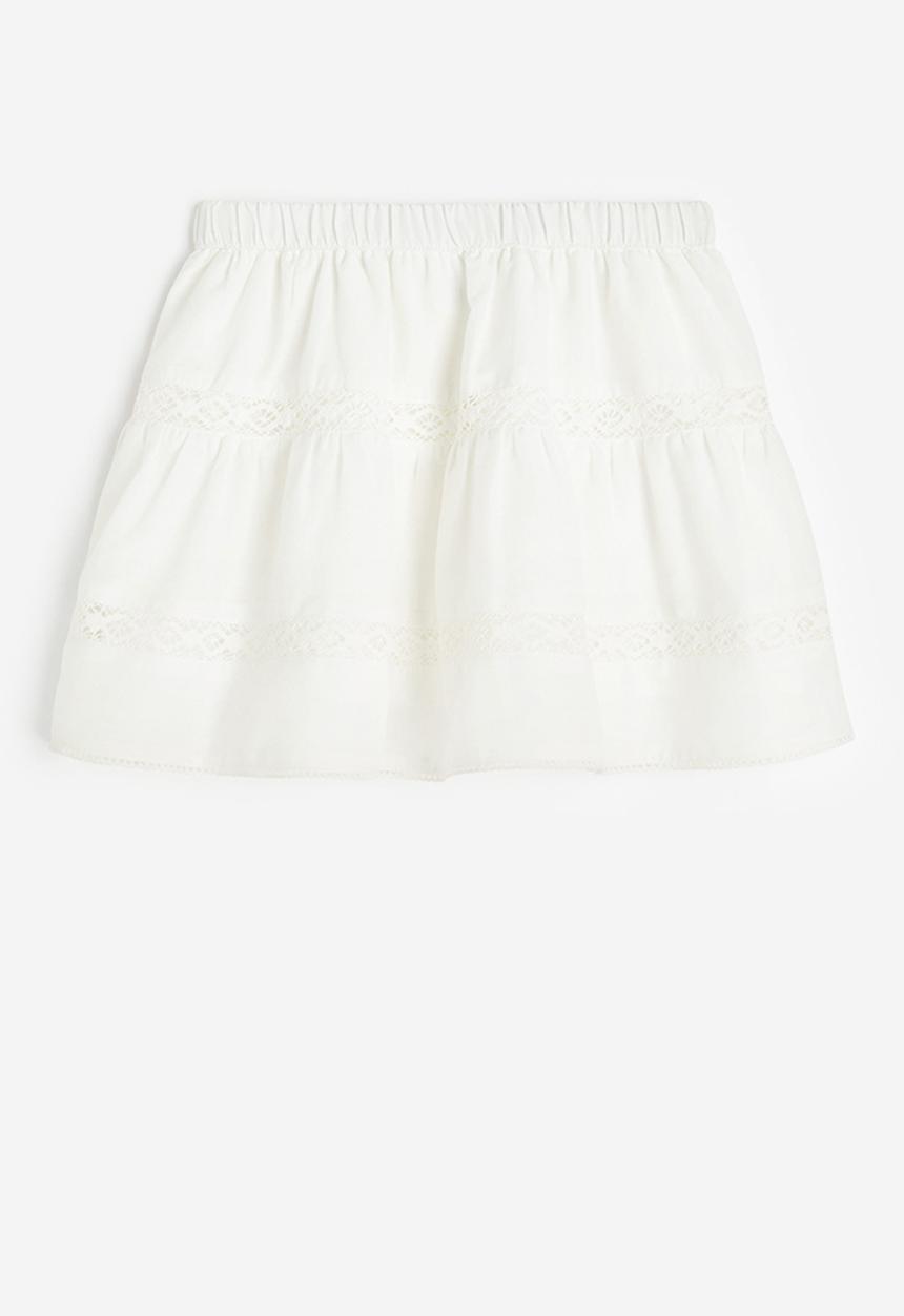 H&M - Lace trimmed skirt - white