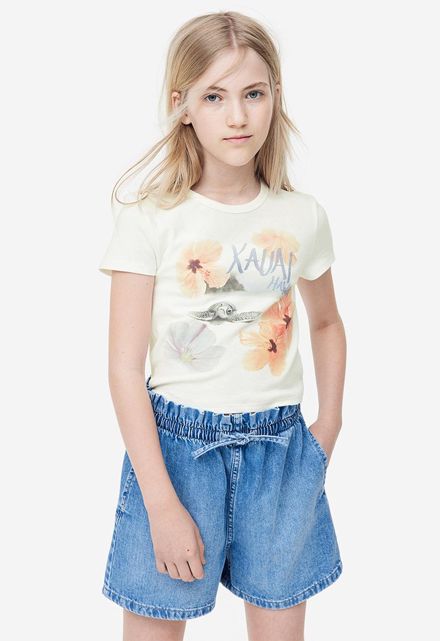 H&M - Print-motif T-shirt - white turtle 