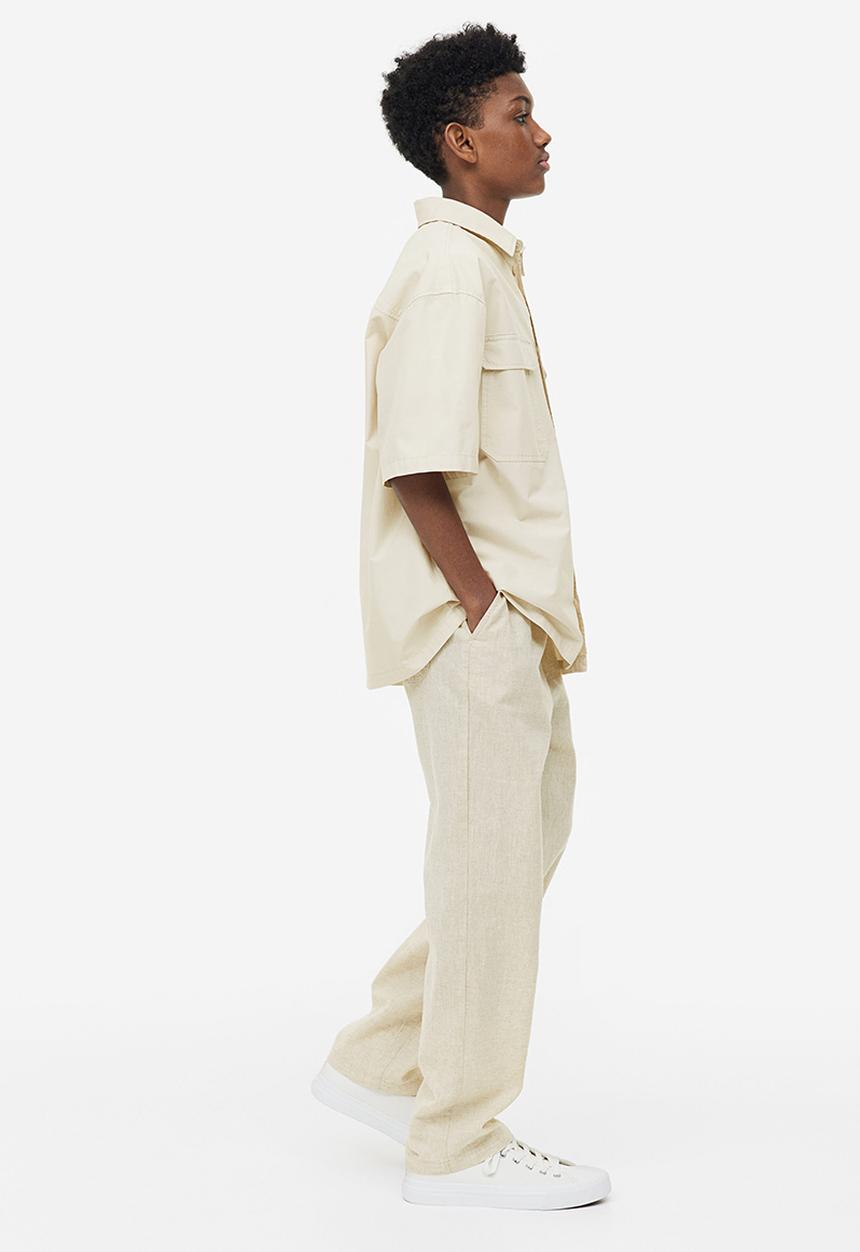 H&M - Loose fit linen blend trousers - light beige