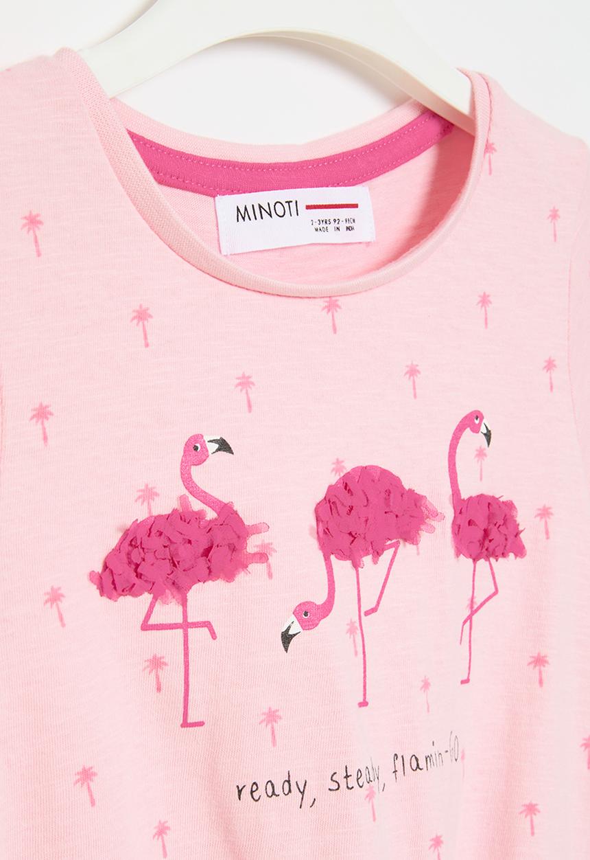 MINOTI - Aop printed t-shirt with front tie - pale pink