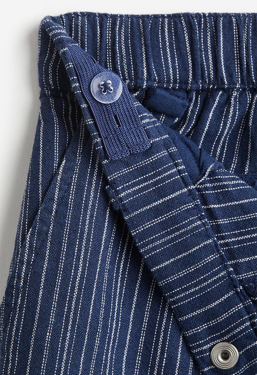 H&M - Linen blend chino shorts - dark navy blue striped