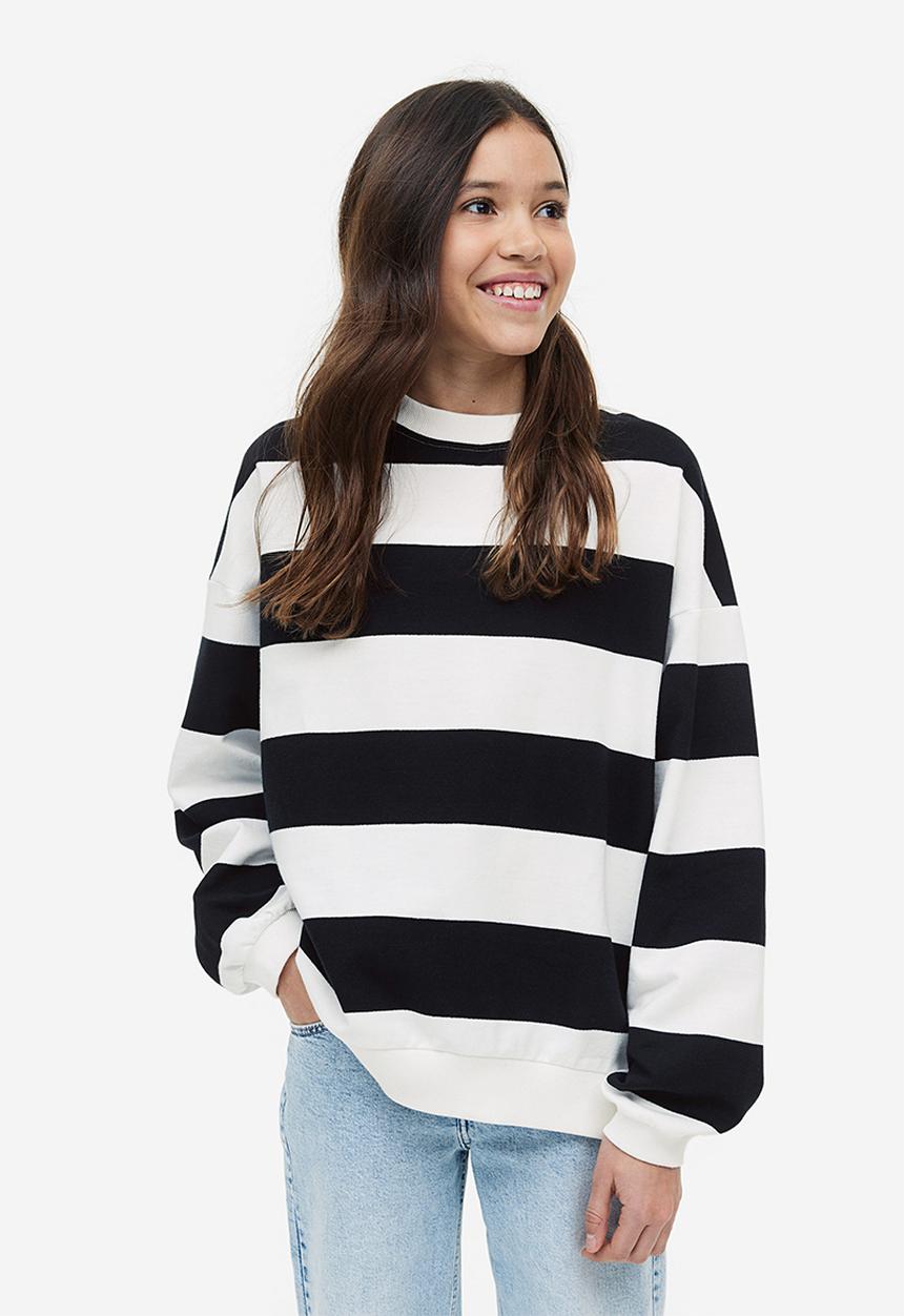 H&M - Oversized sweatshirt - white & black striped