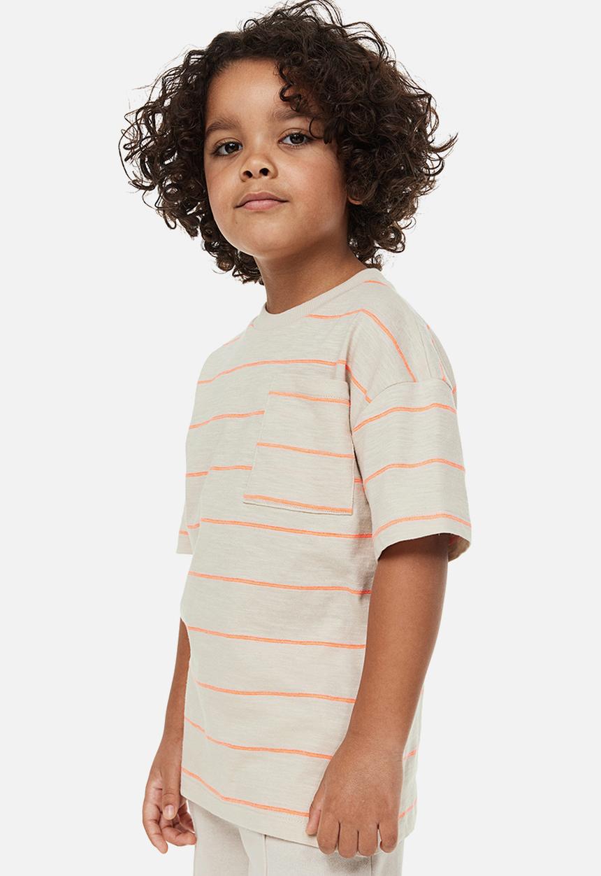 H&M - Jersey T-shirt - light beige & orange