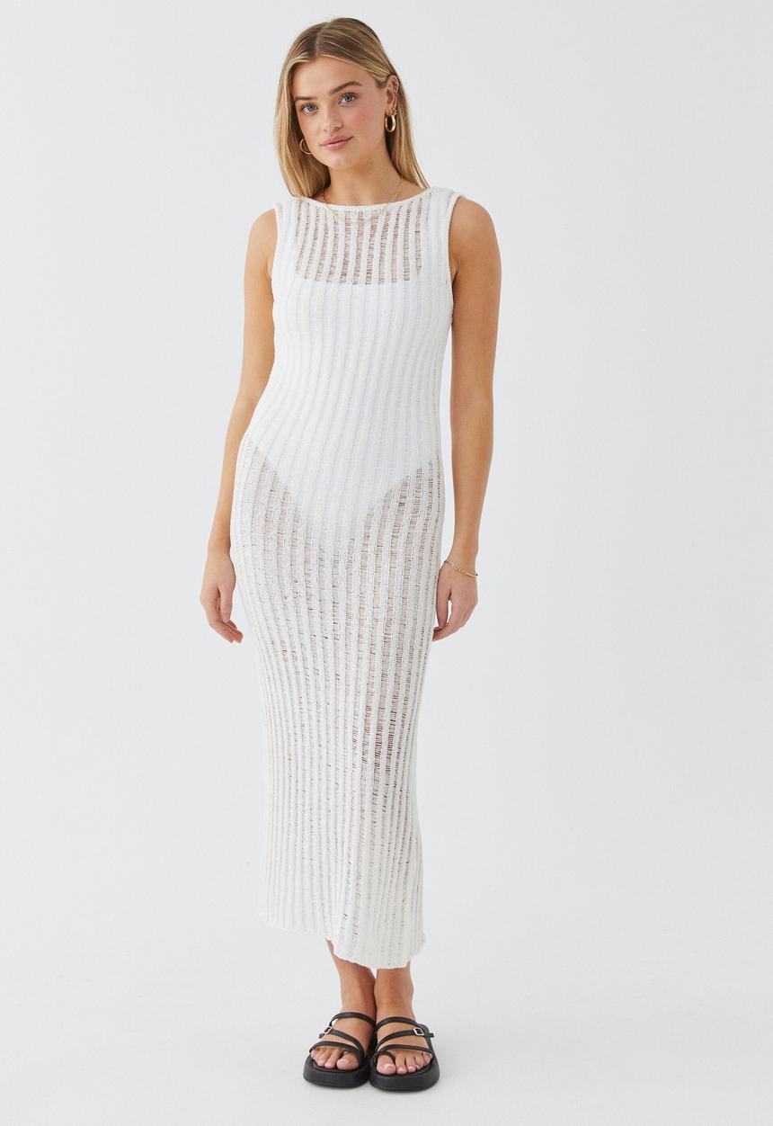 Supré  - Nadia open knit maxi dress - winter white