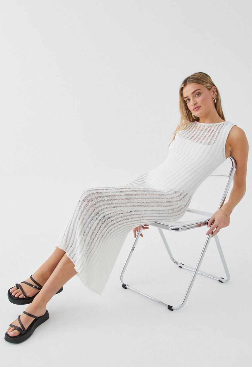 Supré  - Nadia open knit maxi dress - winter white