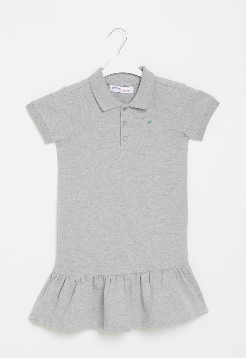 MINOTI - Girls basic pique polo dress - grey marl