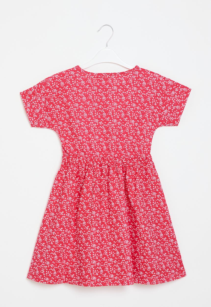 MINOTI - Girls basic tie waist dress - red aop