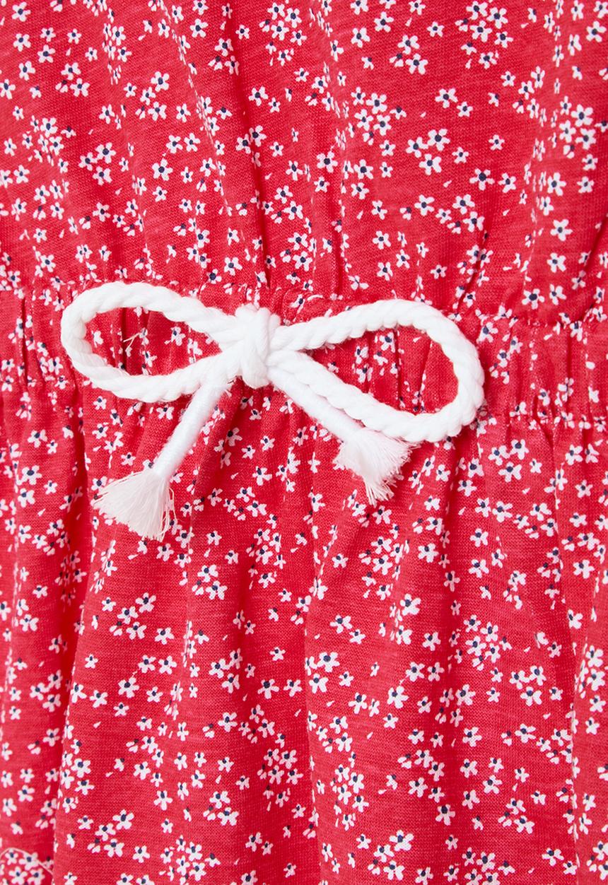 MINOTI - Girls basic tie waist dress - red aop