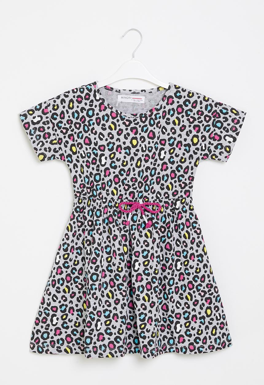 MINOTI - Girls basic tie waist dress - grey marl aop