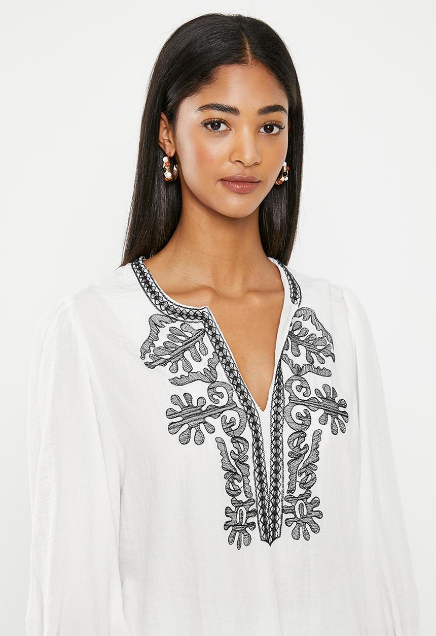 Me&B - Embroidered tunic top - white