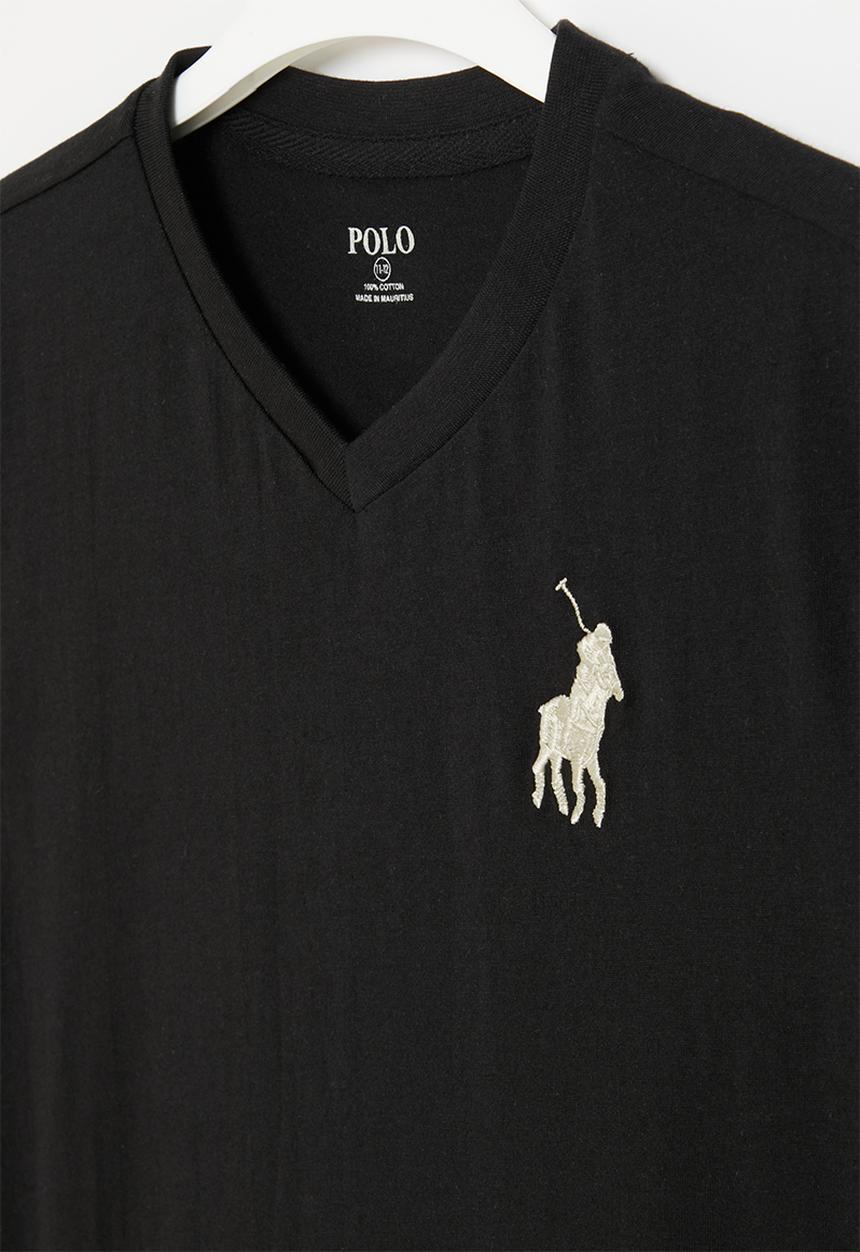 POLO - Boys numerical v neck tee - black