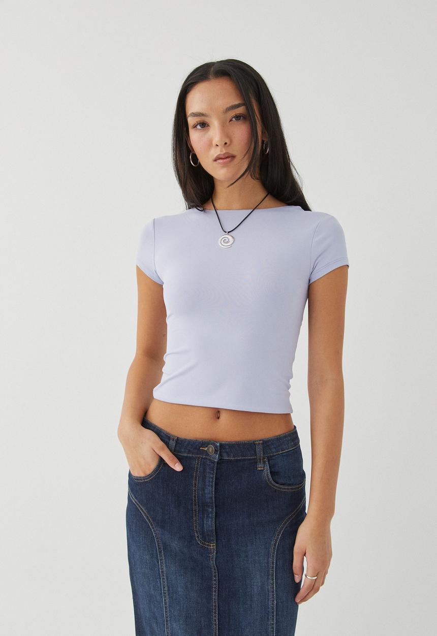 Supré  - Luxe short sleeve backless tee - blue lilac