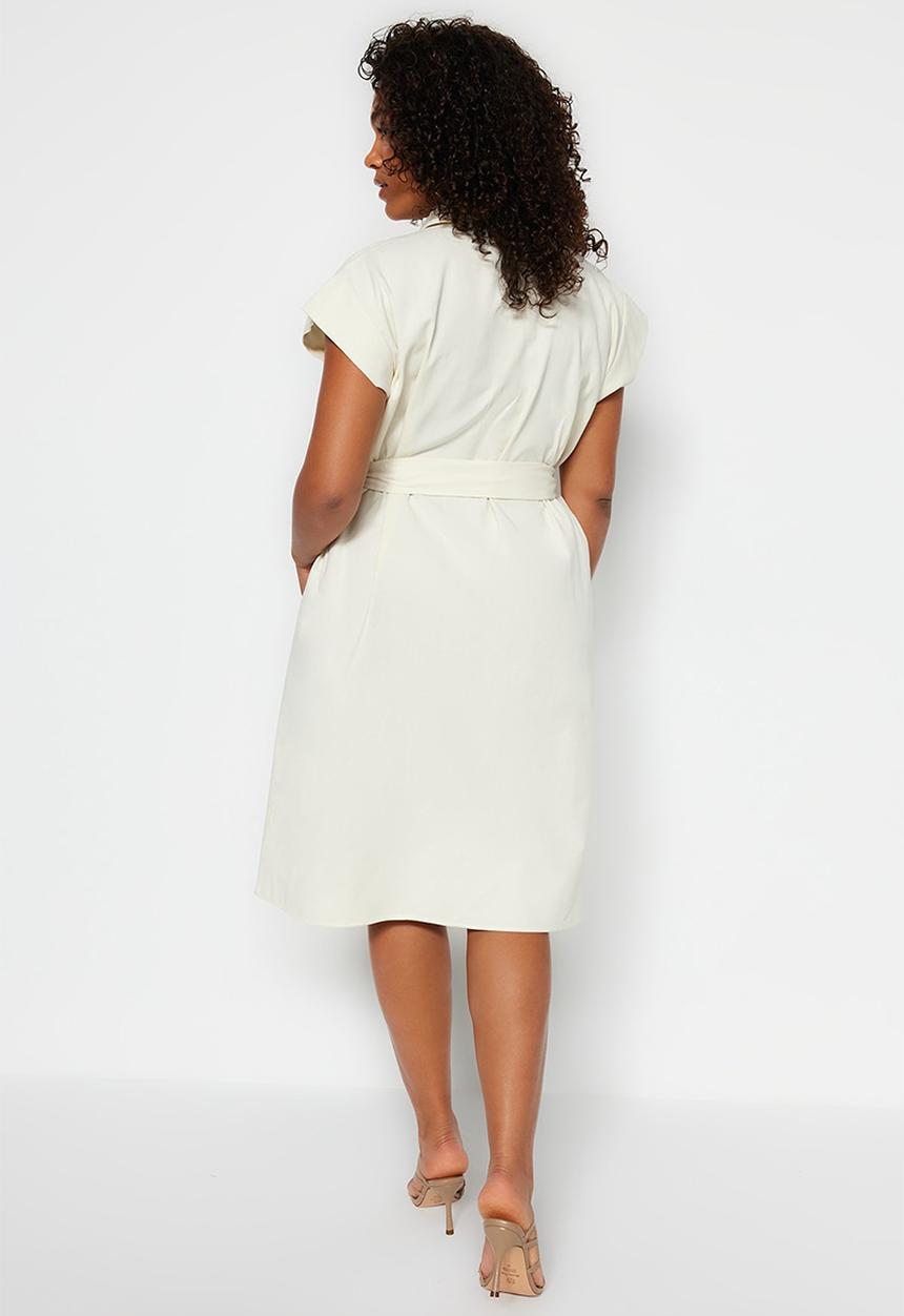 Trendyol - Plus button down midi dress - grey