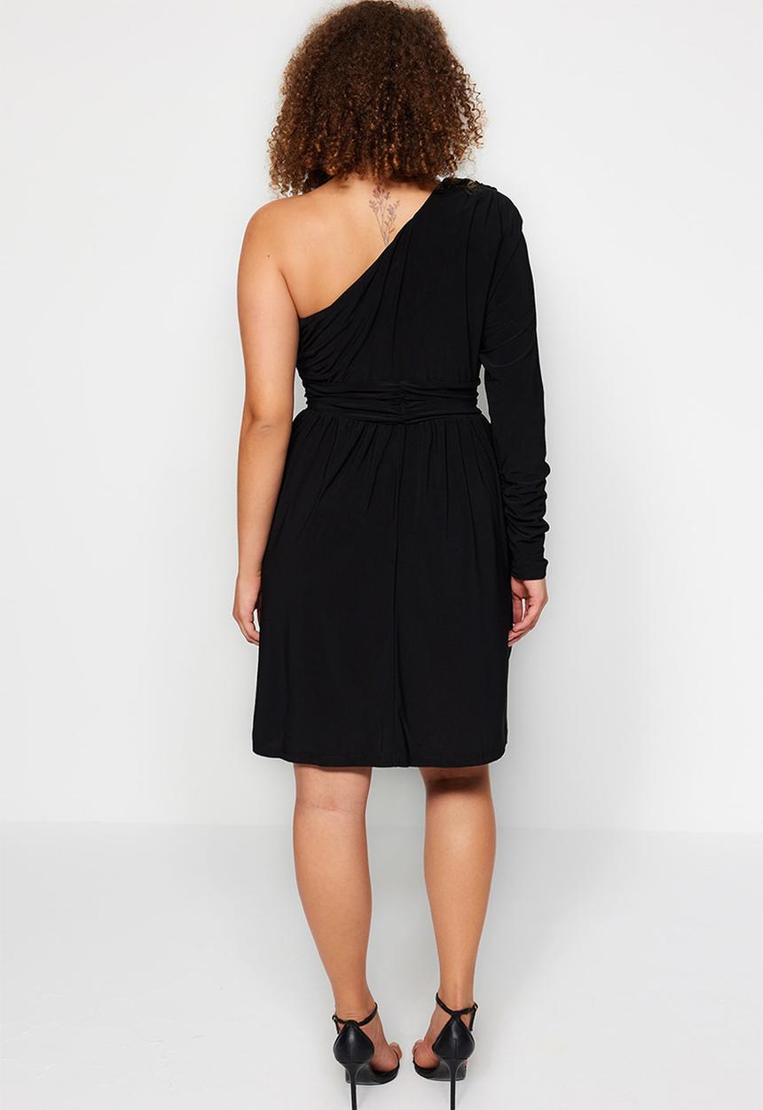 Trendyol - Plus one shoulder mini dress - black