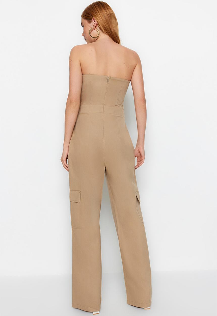 Trendyol - Sleeveless wide leg jumpsuit - beige
