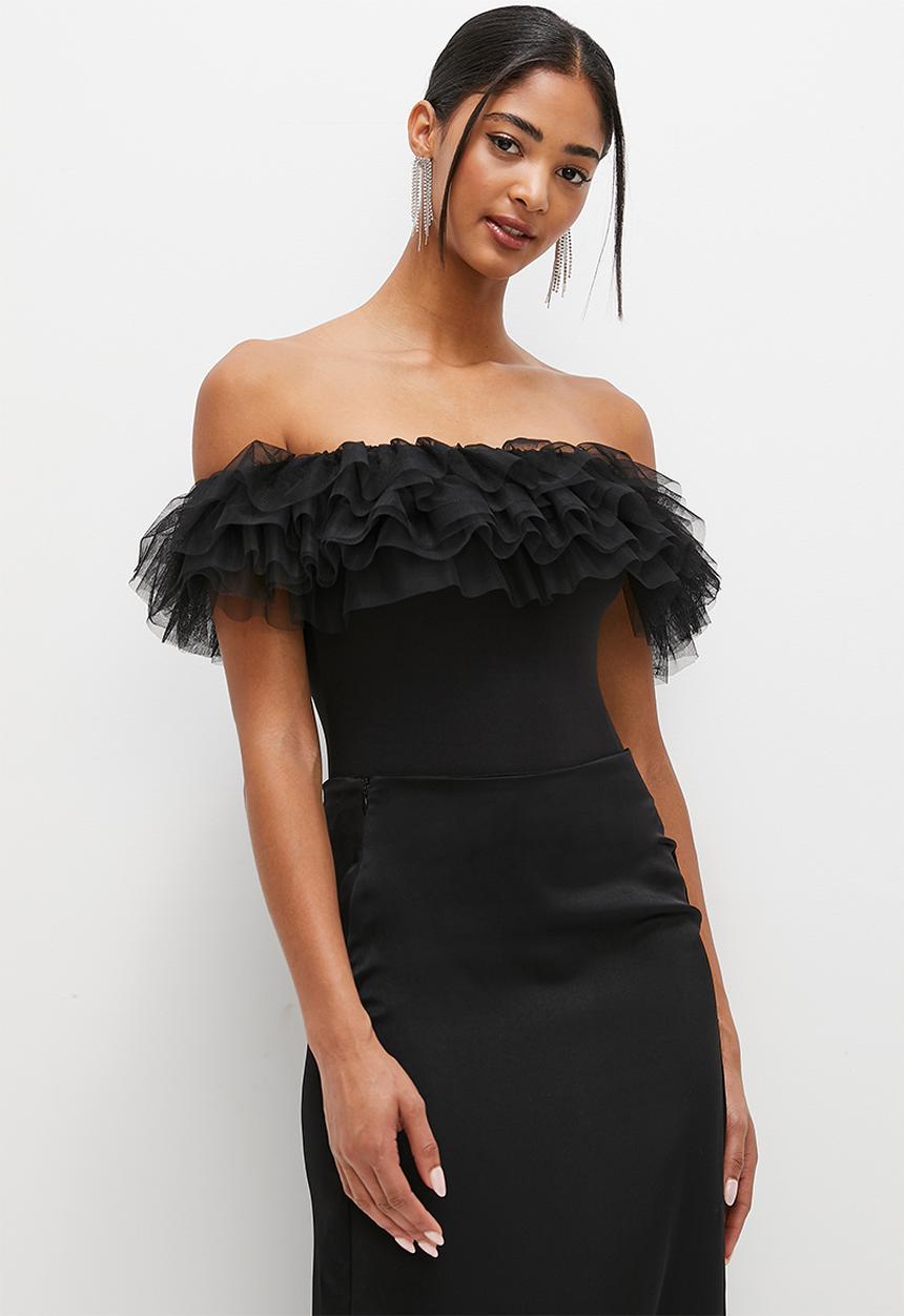 MILLA - Puff off the shoulder bodysuit - black