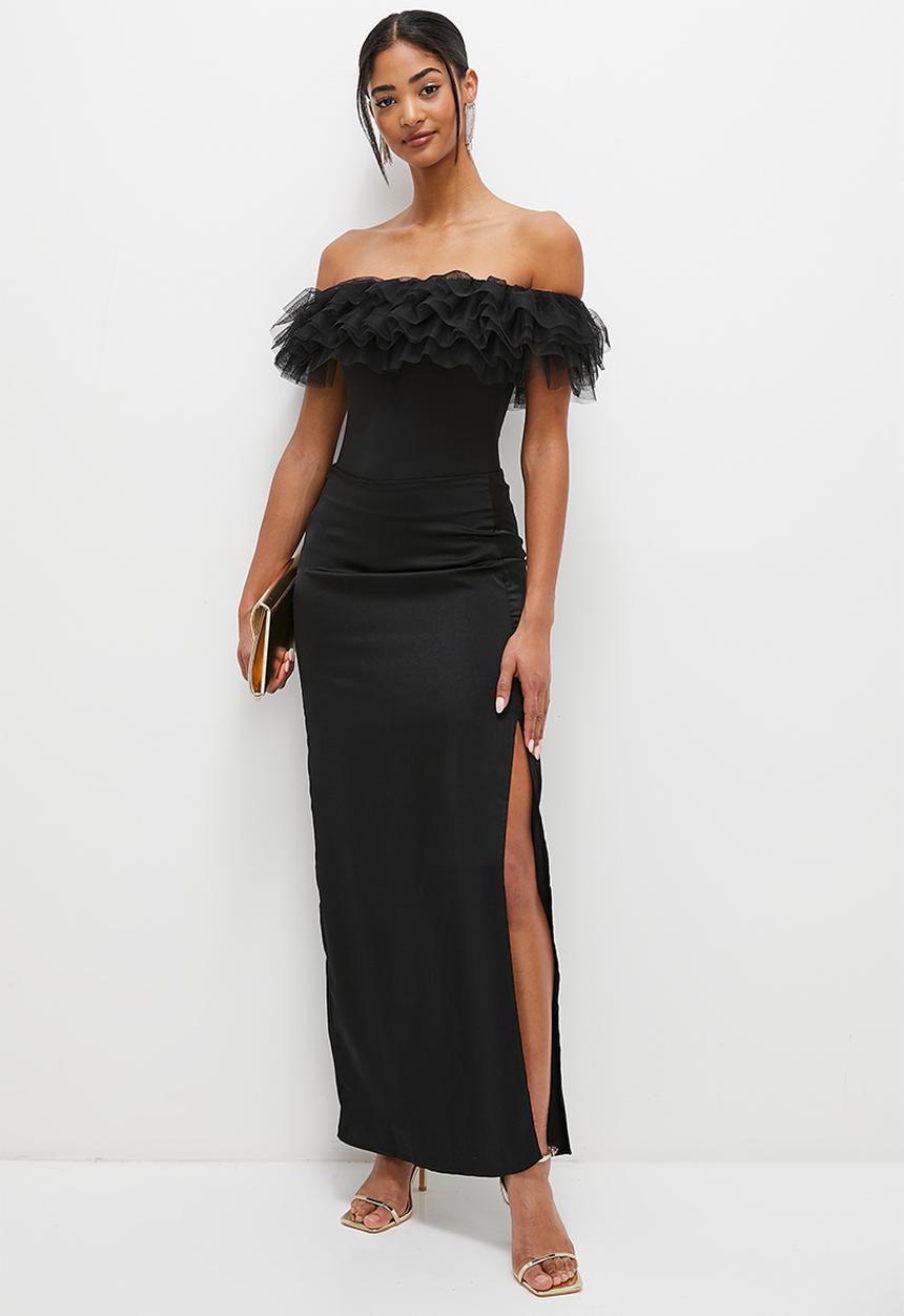 MILLA - Puff off the shoulder bodysuit - black