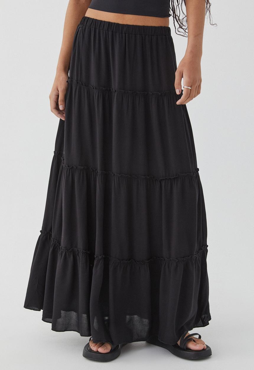 Supré  - Sadie tiered maxi skirt - black