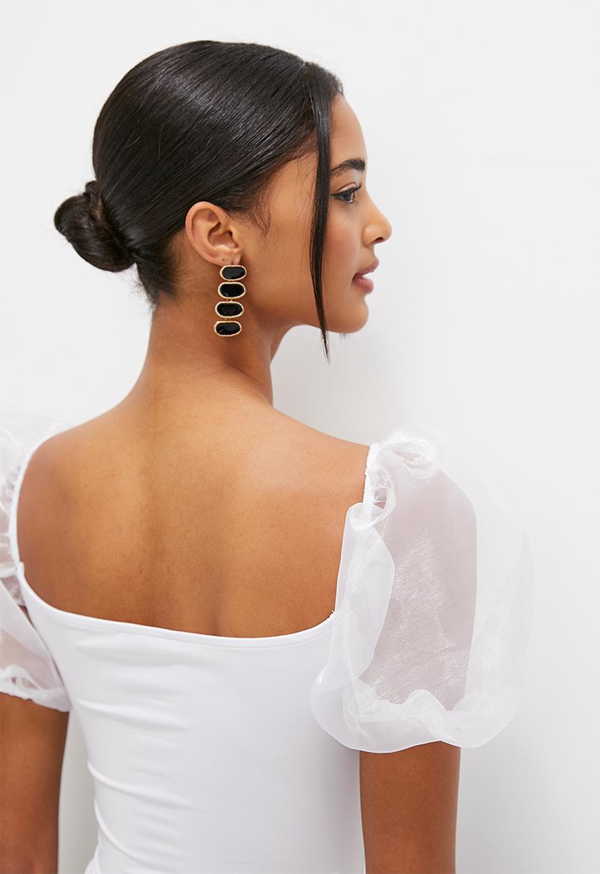 MILLA - Organza sleeve top - white