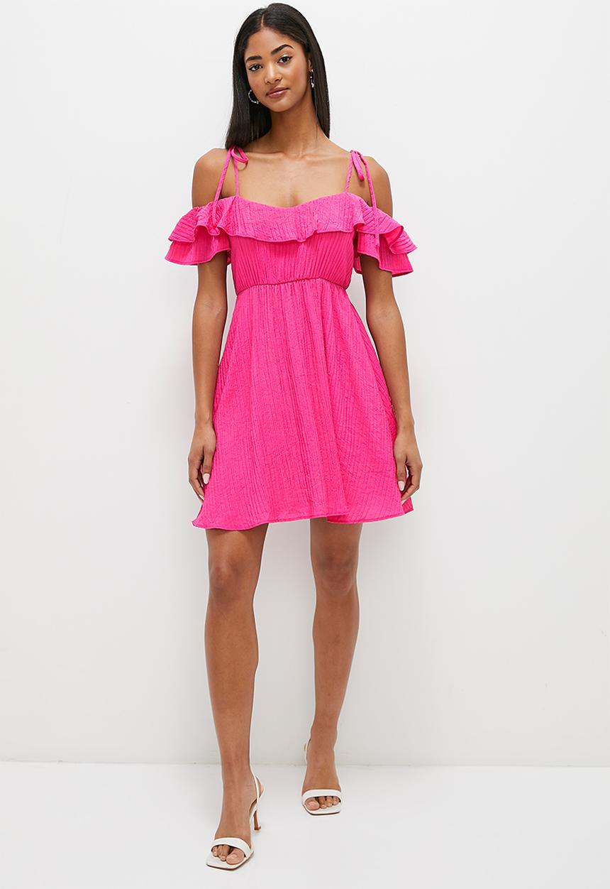 MILLA - Ruffle detail mini dress - berry pink
