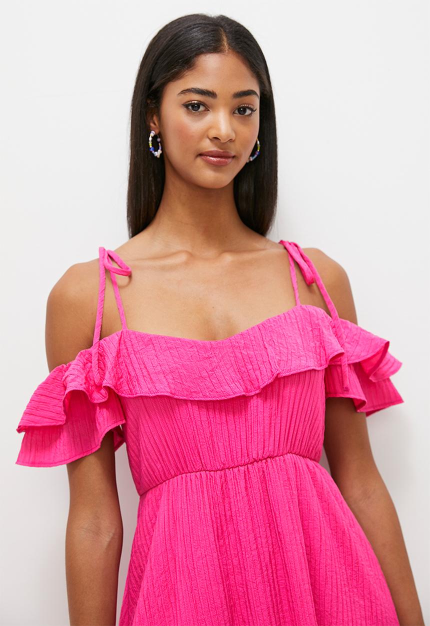 MILLA - Ruffle detail mini dress - berry pink