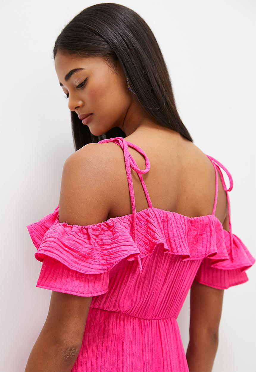 MILLA - Ruffle detail mini dress - berry pink