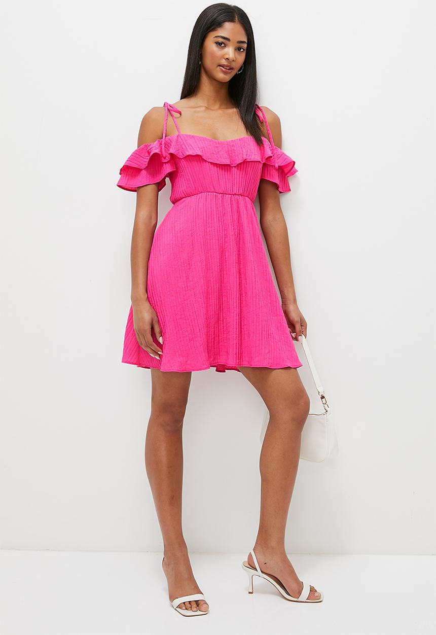 MILLA - Ruffle detail mini dress - berry pink