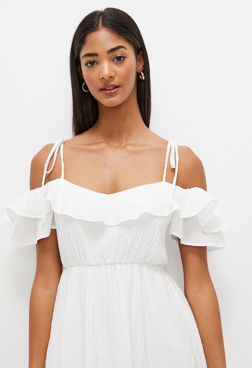 MILLA - Ruffle detail mini dress - ivory