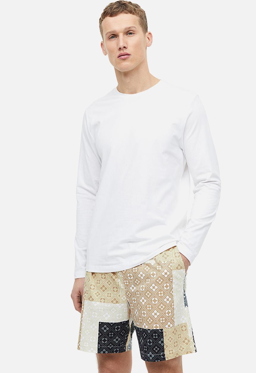 H&M - Regular fit pyjama shorts - beige block-patterned