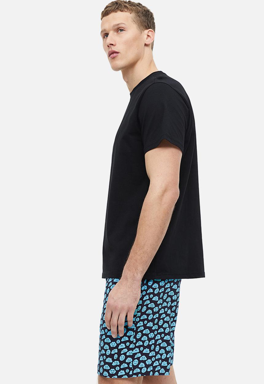H&M - Regular fit pyjama shorts - dark blue clouds
