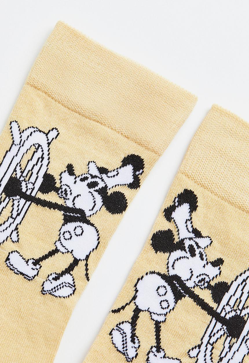 H&M - Motif-detail socks - light beige mickey mouse