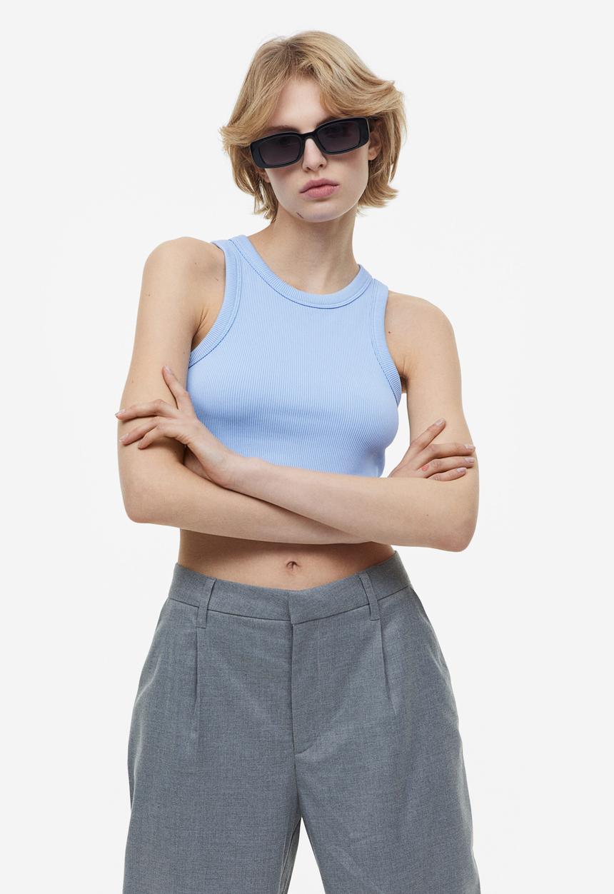 H&M - Cropped vest top - light blue