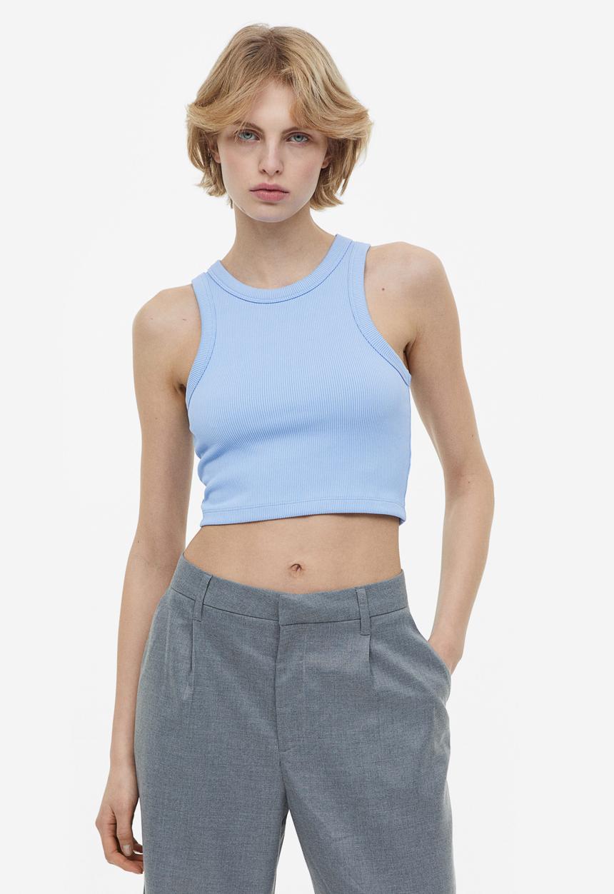 H&M - Cropped vest top - light blue