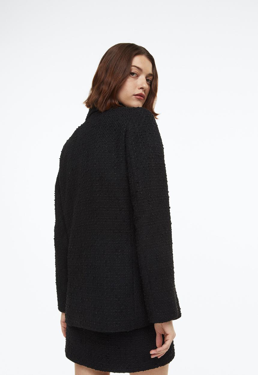 H&M - Double-breasted bouclé blazer - black