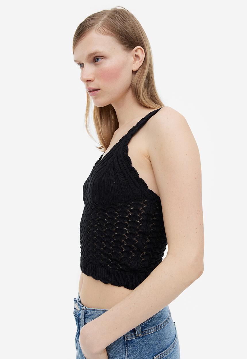 H&M - Crochet-look vest top - black