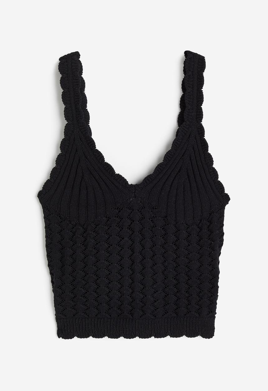 H&M - Crochet-look vest top - black