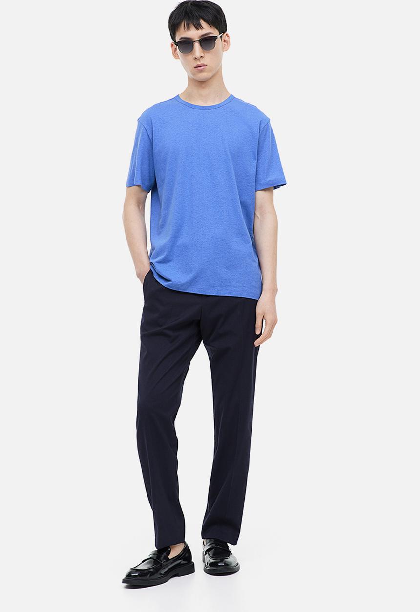 H&M - Regular fit linen-blend t-shirt - blue