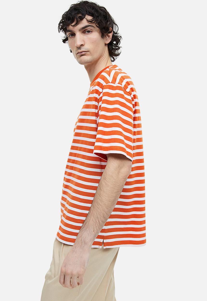 H&M - Relaxed fit cotton t-shirt -  orange striped