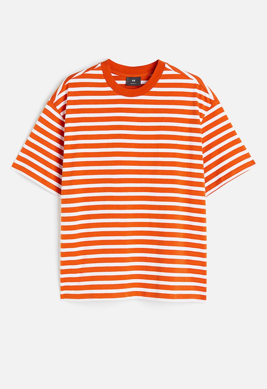 H&M - Relaxed fit cotton t-shirt -  orange striped