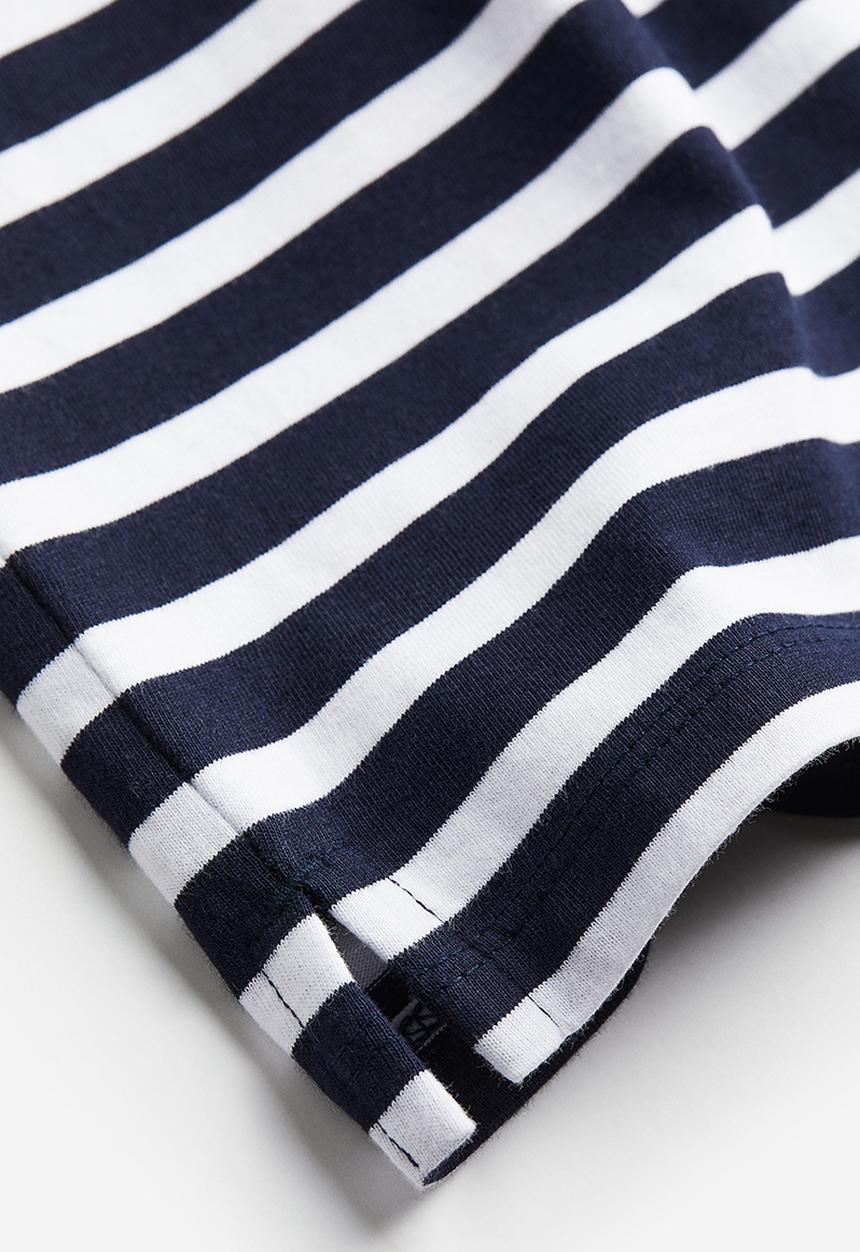 H&M - Relaxed fit cotton t-shirt - navy blue striped