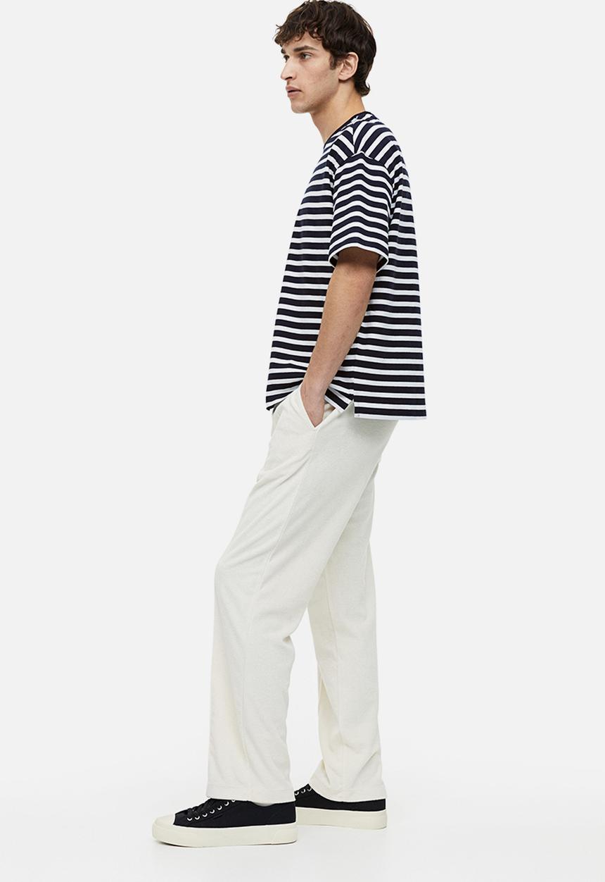H&M - Relaxed fit cotton t-shirt - navy blue striped