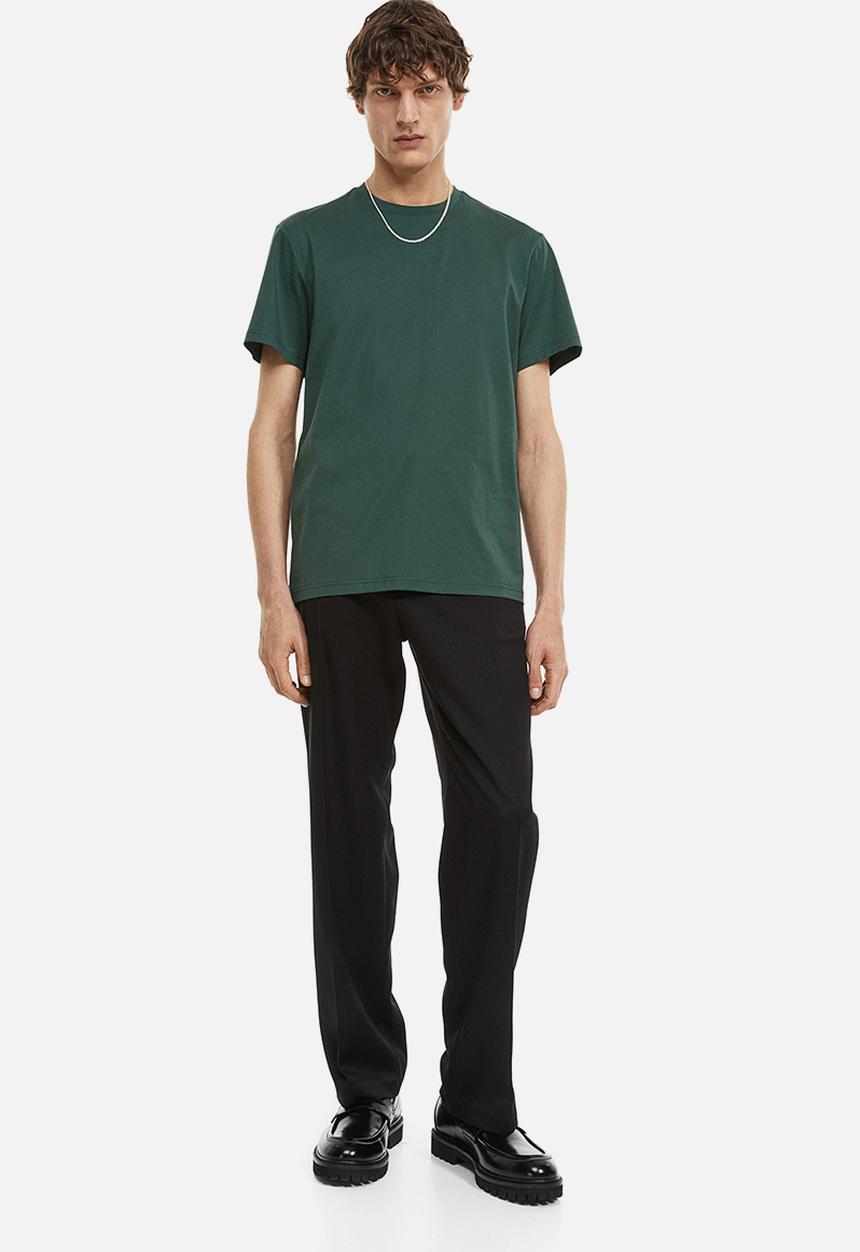 H&M - Regular fit pima cotton t-shirt - dark green
