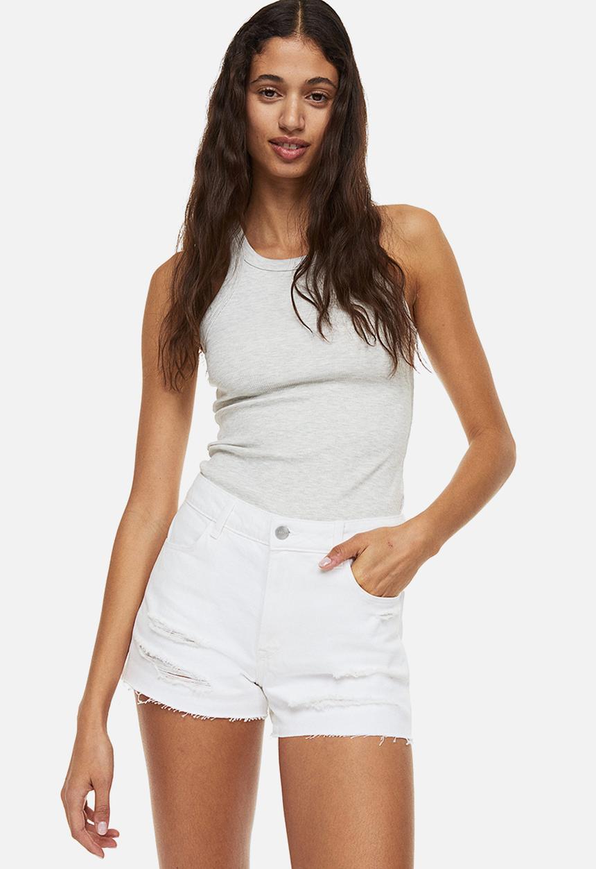 H&M - Cotton denim shorts - white