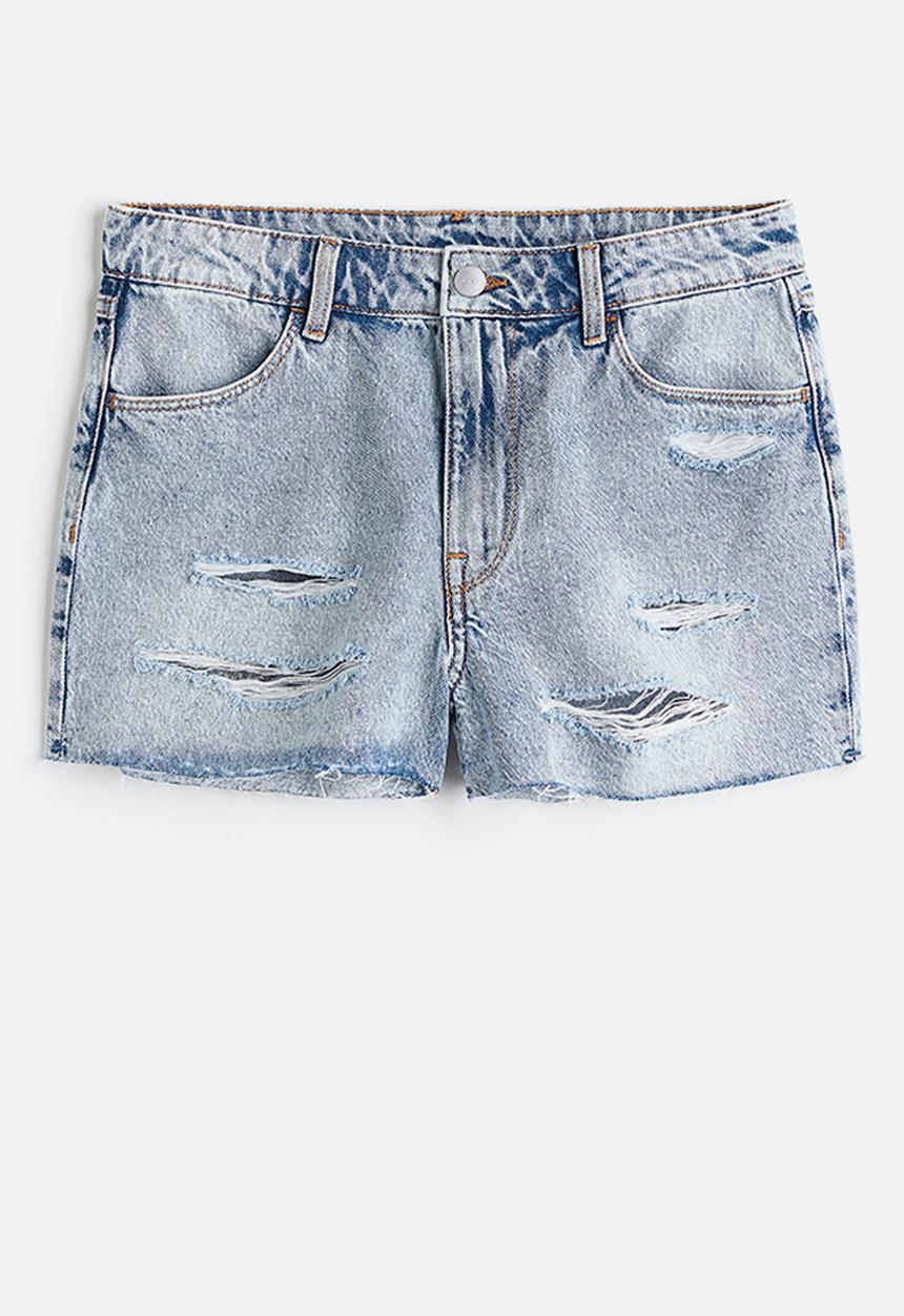 H&M - Cotton denim shorts - light denim blue 
